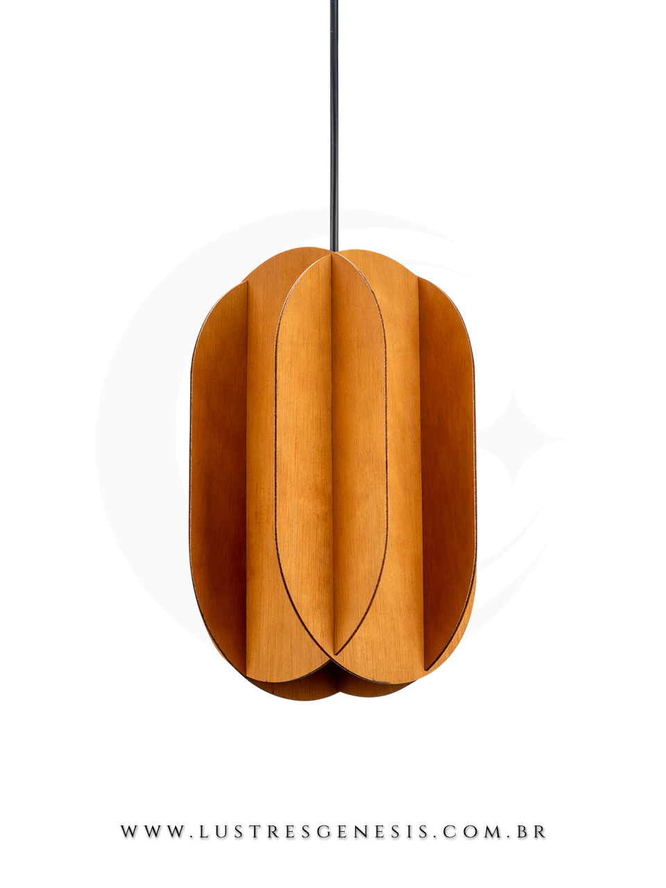 Lustre Pendente Moderno Madeira Carambola LMC48 Ø33cm, Cabeceira de Cama, Lavabo, Balcao de cozinha, Banheiro